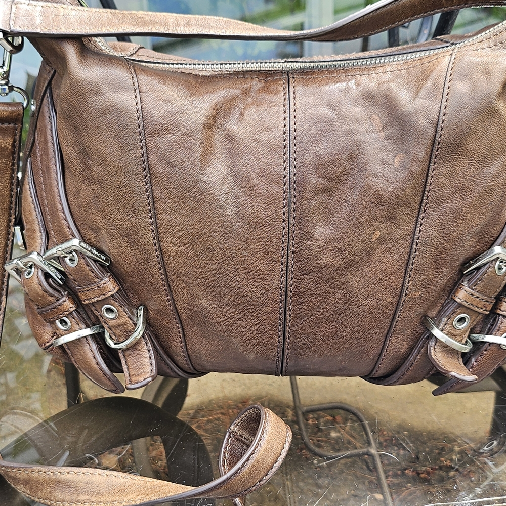 Michael Kors Brown Crossbody Bag with Distressed Leather